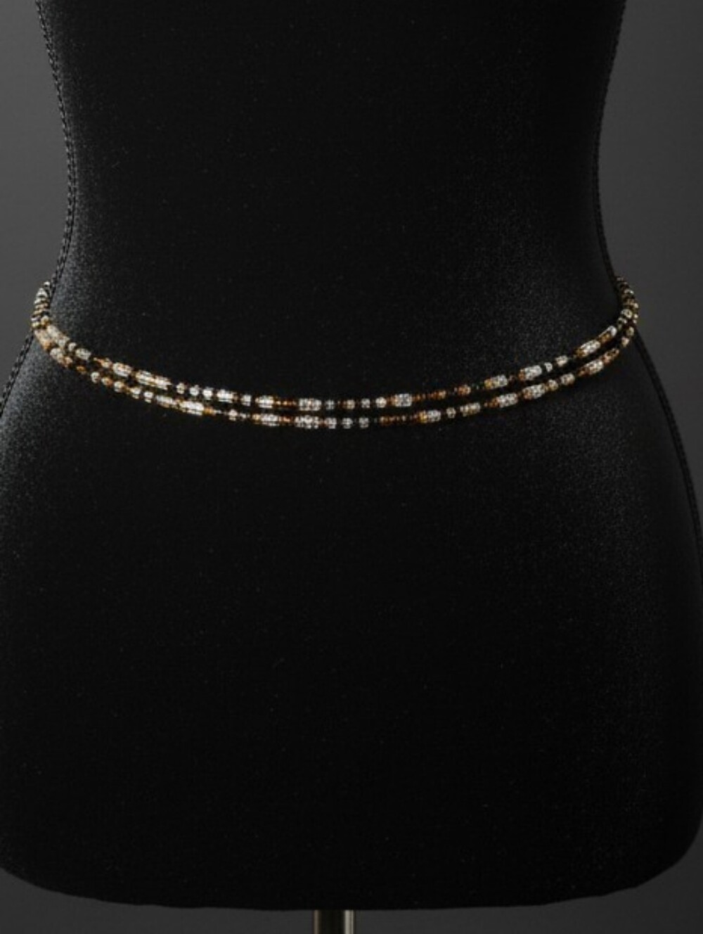 Double-Strand Waist Chain Belt in Black and Gold